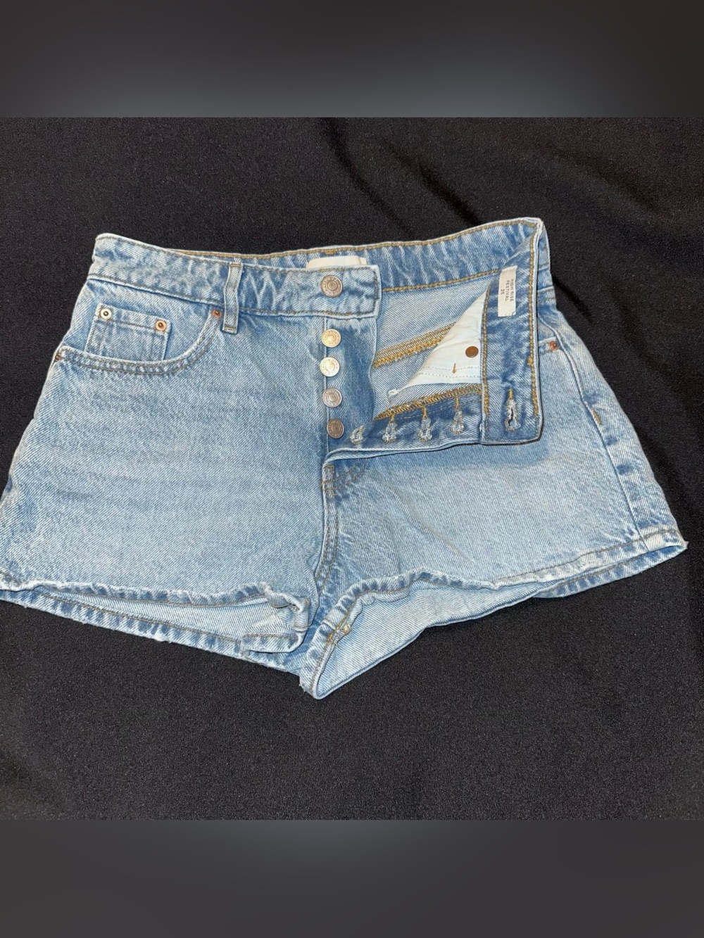 Pacsun Light Wash Denim High-Rise Button-Front Shorts Festival style size 25